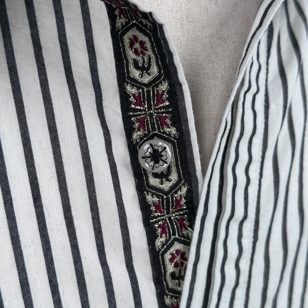 Scott Weiland Collection Mens Striped Button Shirt Flip Cuff Paisley White 3XL - Picture 5 of 12